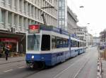 VBZ - Be 4/6 2076 unterwegs auf der Linie 2 in der Stadt Zürich am 24.01.2015