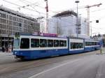 VBZ - Tram Be 4/8 2113 mit Tramanhänger unterwegs auf der Linie 7 in Zürich am 31.01.2015