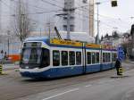 VBZ - Tram Be 5/6 3045 unterwegs auf der Linie 7 in der Stadt Zürich am 31.01.2015