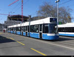 VBZ - Tram Be 6/8 4022 unterwegs auf der Linie 4 in der Stadt Zürich am 13.03.2022