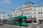 Be 6/8 Flexity 5027, auf der Linie 1, fährt am 07.09.2022 zur Endstation am Bahnhof SBB.