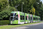 Be 6/8 Flexity 5012 mit der U-Abo Werbung, auf der Linie 3, fährt am 10.07.2023 zur Haltestelle am Aeschenplatz.