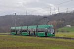 Be 4/6 Flexity 6005, auf der Linie 14, fährt am 02.12.2024 zur Haltestelle Rothausstrasse.