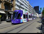 BVB - Tram Be 6/8  5028 mit Werbung unterwegs in Basel am 15.05.20258