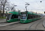 BVB - Tram Be 6/8  313 und Be 6/8  5029 bei der Haltestelle Basel Badischer Bahnhof am 01.02.2026