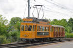 Für die Tramparade der BVB anlässlich der Feierlichkeiten  175 Jahre Schweizer Bahnen  verlässt der Ce 2/3 Nr.