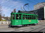 BVB - Tram Be 2/2 156 unterwegs auf der Linie 6 anlässlich der 125 Jahr Feier der BVB am 22.02.2020