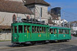 Am 21.03.2026 war der Ce 2/2 190 zusammen mit dem C3 1303 bei den Basler Geschichtstage auf einem Rundkurs unterwegs. Hier verlässt der Zug die Haltestelle Wettsteinplatz. Aufnahme Basel.
