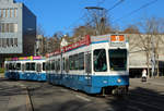Be 4/6 2061 bei der Haltestelle Platte am 28.02.2020. Seit dem 25.11.2019 bedient die Linie 6 den Werdhölzli-Streckenast, wo sie die eingestellte Linie 17 ersetzt.