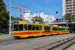 Doppeltraktion, mit dem Be 4/8 236 und dem Be 4/6 203, auf der Linie 17, fährt am 02.09.2023 zur Haltestelle ZOO Basel.