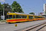 Doppeltraktion, mit dem Be 4/8 243 und dem Be 4/6 224, auf der Linie 10, fährt am 29.06.2012 zur Haltestelle ZOO Basel.