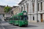 Be 4/4 497 zusammen mit dem B4S 1491, auf der Linie 15, fährt am 12.05.2025 den Steinenberg hoch zur Haltestelle Bankverein. Aufnahme Basel.