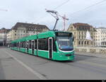 BVB - Tram Be 6/8 317 unterwegs auf der Linie 8 auf der Mittleren Rheinbrücke am 19.03.2023