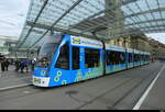 Bern Mobil - Tram Be 6/8 653 mit Werbung unterwegs auf der Linie 3 in der Stadt Bern am 14.11.2025
