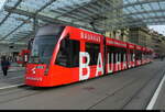 Bern Mobil - Tram Be 6/8 654 mit Werbung unterwegs auf der Linie 8 in der Stadt Bern am 14.11.2025
