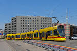 Be 6/10 Tango 158, auf der Linie 10, überquert am 01.06.2023 die Münchensteinerbrücke.