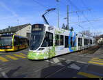 BLT - Tram Be 6/10 186 unterwegs auf der Linie 10 in Bottmingen am 04.02.2024 ..