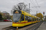 Be 6/10 Tango 168, auf der Linie 10, fährt am 01.11.2025 bei der Haltestelle Bottmingen ein.