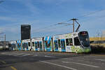 Be 6/10 Tango 186 mit der Primero Energie Werbung, auf der Linie 11, fährt am 11.11.2025 zur Haltestelle M-Parc.
