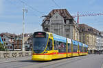 Be 6/10 Tango 165, auf der wegen der Grossbaustelle umgeleiteten Linie 11, �berquert am 13.07.2026 die Mittlere Rheinbr�cke Richtung Haltestelle Schiffl�nde. Aufnahme Basel.