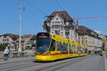 Be 6/10 Tango 172, auf der wegen der Grossbaustelle umgeleiteten Linie 11, �berquert am 20.07.2026 die Mittlere Rheinbr�cke Richtung Haltestelle Schiffl�nde. Aufnahme Basel.