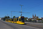 Be 6/10 Tango 159, auf der wegen der Grossbaustelle am Marktplatz umgeleiteten Linie 11, �berquert am 28.07.2026 die Wettsteinbr�cke Richtung Haltestelle Wettsteinplatz.
