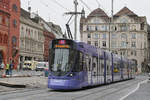 Be 6/10 Tango 151 mit der Werbung f�r die Bank Valiant, auf der Linie 11, durchf�hrt am 07.09.2026 die Baustelle am Marktplatz. Die Haltestelle ist noch nicht fertig, darum wird sie nicht bedient. Aufnahme Basel.