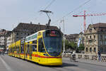 Be 6/10 Tango 174, auf der wegen der Grossbaustelle am Marktplatz umgeleiteten Linie 11, �berquert am 13.07.2026 die Mittlere Rheinbr�cke Richtung Haltestelle Rheingasse.