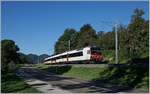 Ein SBB RBDe 560  Domino  als Regionalzug 7039 Buttes - Neuchâtel im hier flachen und weiten Val de Travers kurz vor Fleurier. 

4. Sept. 2019