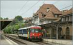 Der Regionalzug 4315 aus Palézieux ist in Romont eingegroffen und der RBe 540 016-3 hat nun bis am Nachmittag Pause.