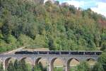 Am 30.08.2026 f�hrte SBB Historic wieder mal eine Fahrt mit dem Schr�gstangenkrokodil durch, hier in Richtung Sissach auf dem R�mlingerviadukt.
