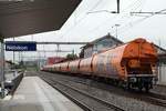 Eisenbahndienstleister Gmbh.
Getreidezug Nebikon - Basel Badischer Bahnhof vom 10 August 2019.
Rangierfahrt für die Bereitstellung der zehn Getreidewagen mit dem EDG Tm 98 85 5232 526-4 in Nebikon.
Foto: Walter Ruetsch