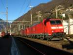Der rote Zug in Bellinzona am 14.03.2009