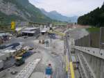 Gotthard 2008 - Blick ber die NEAT Baustelle des Gotthard Basistunnels am 25.05.2008 in Richtung Norden.
