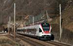 RABe 524 102-1 als S10 (Biasca-Chiasso) bei Biasca 29.2.10