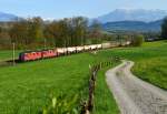 Re 8/8 bei Sins im Hintergrund die Rigi  24.04.13