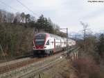 RABe 511 107 am 16.3.2013 zwischen Grandvaux und Bossière als RE 2630 nach Genf.
