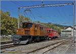 Die RhB Bernina Bahn Ge 4/4 N° 182 und der RhB Bernina Bahn Triebwagen ABe 4/4 I N° 35 rangieren in Vevey anlässlich der Blonay-Chamby Bernina Bahn Festivals.
