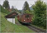 Die BOB HGe 3/3 N° 29 ist bei Chantemerle auf der Fahrt von Chaulin nach Blonay.