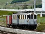 TPC - ( 100 Jahre AOMC ) Fahrzeugparade mit dem Oldtimer Triebwagen BCFe 4/4 6 und dem Gterwagen K 65 unterwegs unterwegs bei Aigle am 07.06.2008