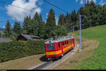 Bahnforum-Schweiz-Fotofahrt auf der BVB am 10. September 2016.  Flèche  BDeh 2/4 25 auf Talfahrt bei Roche Grise.