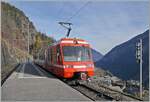 Der TMR BDeh 4/8 21 (UIC 90 85 838 0872-4 CH-TMRSA) ist als Regionalzug von Vallorcien nach Vernayaz MC unterwegs und wartet in Le Trétien auf den Gegenzug, was mir die Gelegenheit bot, den Zug