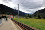 Matterhorn-Gotthard-Bahn, Aufstieg von Disentis, auf einer Reise mit Horst Luedicke (knapp sichtbar).