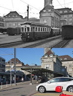 Die folgenden Vergleichsaufnahmen entstanden im Fr�hjahr 1979 und am 12.08.2026: Oben die ehemalige Abfahrtsstelle der St.