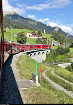 Unterwegs mit RE 1061 Landquart (CH)–Davos Platz (CH) zwischen Küblis (CH) und Saas im Prättigau (CH).