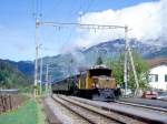 RhB Dampf-Extrazug 3031 Landquart - Davos Platz vom 09.05.1999 Einfahrt Schiers mit Vorspannlok Ge 6/6I 414 - G 4/5 107 - B 2245 - B 2246 - D4052II - B 2060 - C 2012 - A 1102.