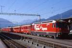 RhB Schnellzug 31 von Landquart nach Davos-Platz vom 26.08.1998 in Landquart mit E-Lok Ge 4/4III 641 - D 4224 - A 1240 - B 2358 - B 2375 - B 2336 - B 2317 - B 2364.