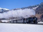 RhB Dampfextrazug fr GRAUBNDEN TOURS 3031 von Landquart nach Davos-Platz von 27.02.2000 bei Schiers mit Dampflok G 4/5 108 - B 2245 - B 2060 - D 4052II - C 2012.