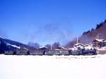 RhB Dampfextrazug fr GRAUBNDEN TOURS 3031 von Landquart nach Davos-Platz vom 27.02.2000 kurz vor Klosters-Dorf mit Dampflok G 4/5 108 - B 2245 - B 2060 - D 4052II - C 2012.