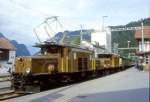 RhB Extra-GmP fr GRAUBNDEN TOURS 3033 von Landquart nach Davos-Platz vom 28.08.1997 in Grsch mit E-Lok Ge 6/6I 411 - Ge 6/6I 414 - B 2246 - B 2247 - D 4052I - Gb 5032 - E 6623 - Kk 7052. 